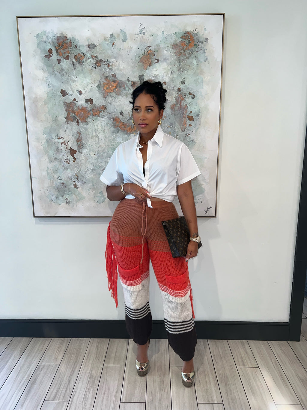 Falling Knit Fringe Jogger